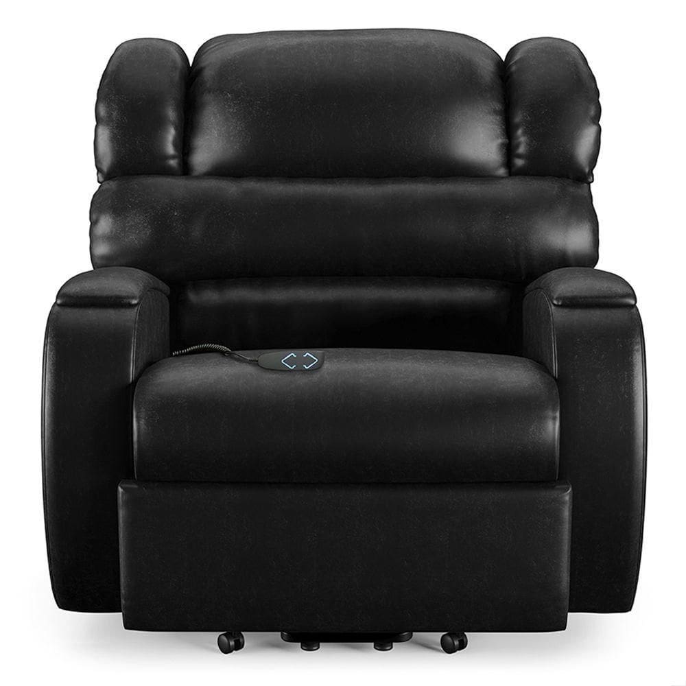 Poltrona Do Papai Reclinável Napoli Elevação Lift Elétrico Pu Brilho Fh1 Preto