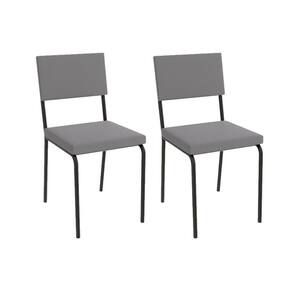 Cadeira Sala De Jantar Zaria Kit 2 Un Preto Fosco-cinza A050 Suede Veludo