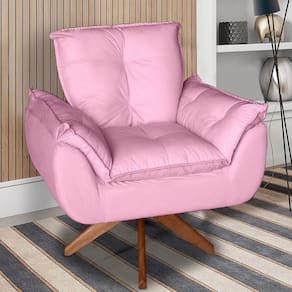 Poltrona/cadeira Decorativa Glamour Opala Com Base Giratória 30cm Em Madeira Rosê