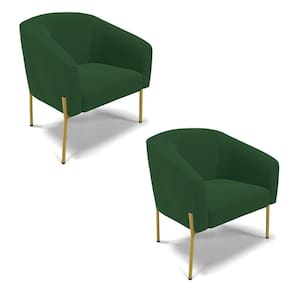 Cadeira Sala De Jantar Pé De Ferro Dourado Kit 2 Stella Veludo D03 - D`rossi Cor Verde