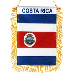 Bandeira Anley Costa Rica Fringy ow Pendurada 10x15cm com Sucti