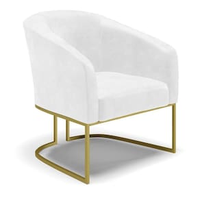 Cadeira Sala De Jantar Base Industrial Dourado Stella Sintético Pu D03 - D`rossi Cor Branco