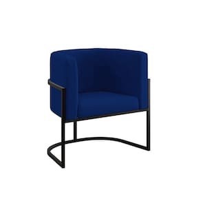 Poltrona Cadeira Decorativa Lua Base De Ferro Black Azul Marinho