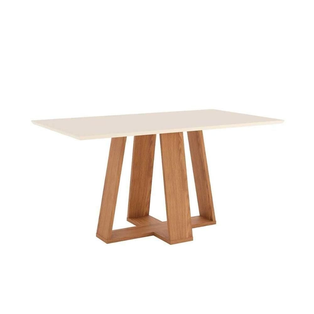 Mesa De Sala Jantar Lins Sc94 Com tampo Reto S- Vidro 160x90cm Nature off White