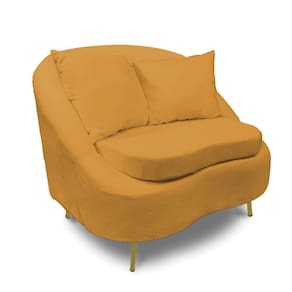 Poltrona Decorativa Orgânica Pé Ferro Dou Zaya Bouclê Mostarda C05 - D`rossi