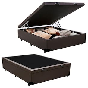 Cama Box Baú Viúva Serene Sintético Marrom 44x128x188
