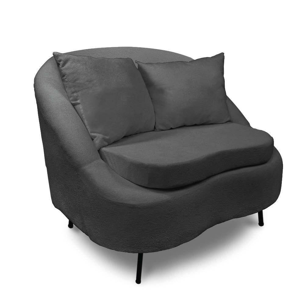 Poltrona Decorativa Orgânica Pé Ferro Pto Zaya Bouclê C05 - D`rossi Cor Grafite