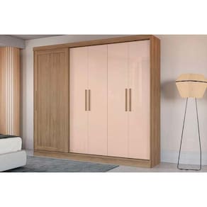 Guarda Roupa Casal 5 Portas E 4 Gavetas C- Pés Cb03n564 Nogueira-macadamia