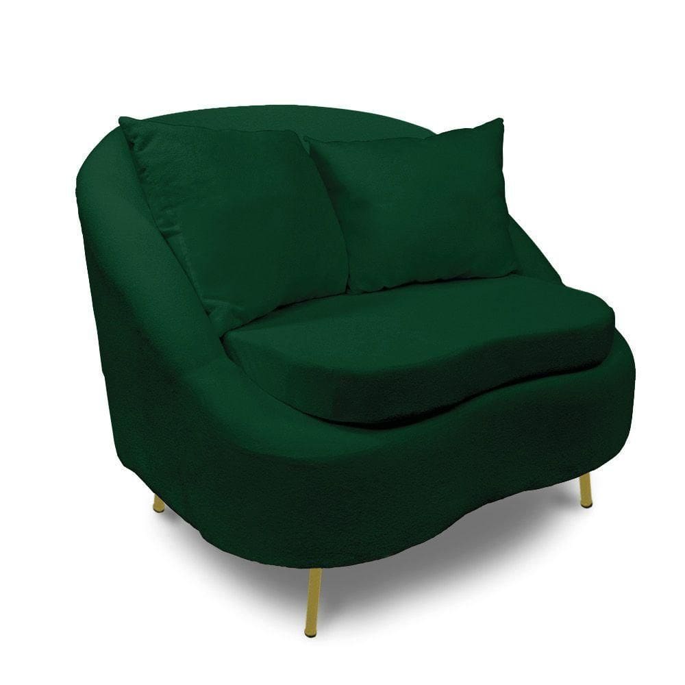 Poltrona Decorativa Orgânica Pé Ferro Dou Zaya Bouclê Verde C05 - D`rossi
