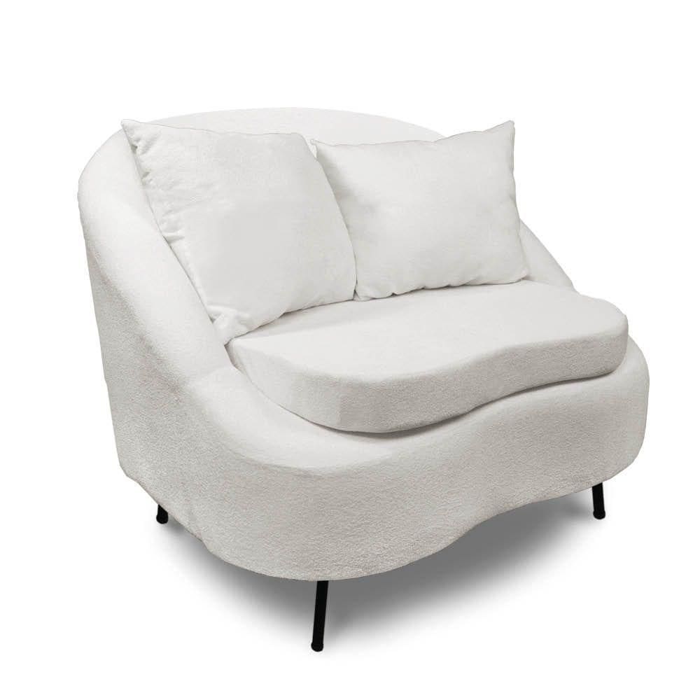 Poltrona Decorativa Orgânica Pé Ferro Pto Zaya Bouclê C05 - D`rossi Cor White