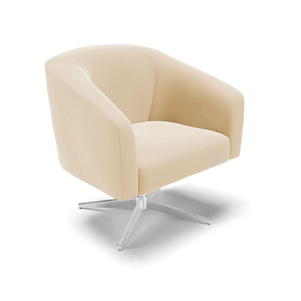 Cadeira Sala De Jantar Giratória Base Cromada Stella Suede D03 - D`rossi Cor Bege