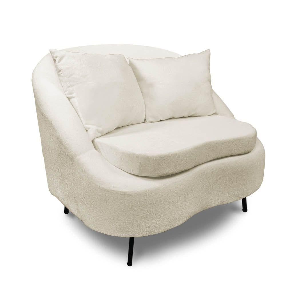Poltrona Decorativa Orgânica Pé Ferro Pto Zaya Bouclê Bege C05 - D`rossi