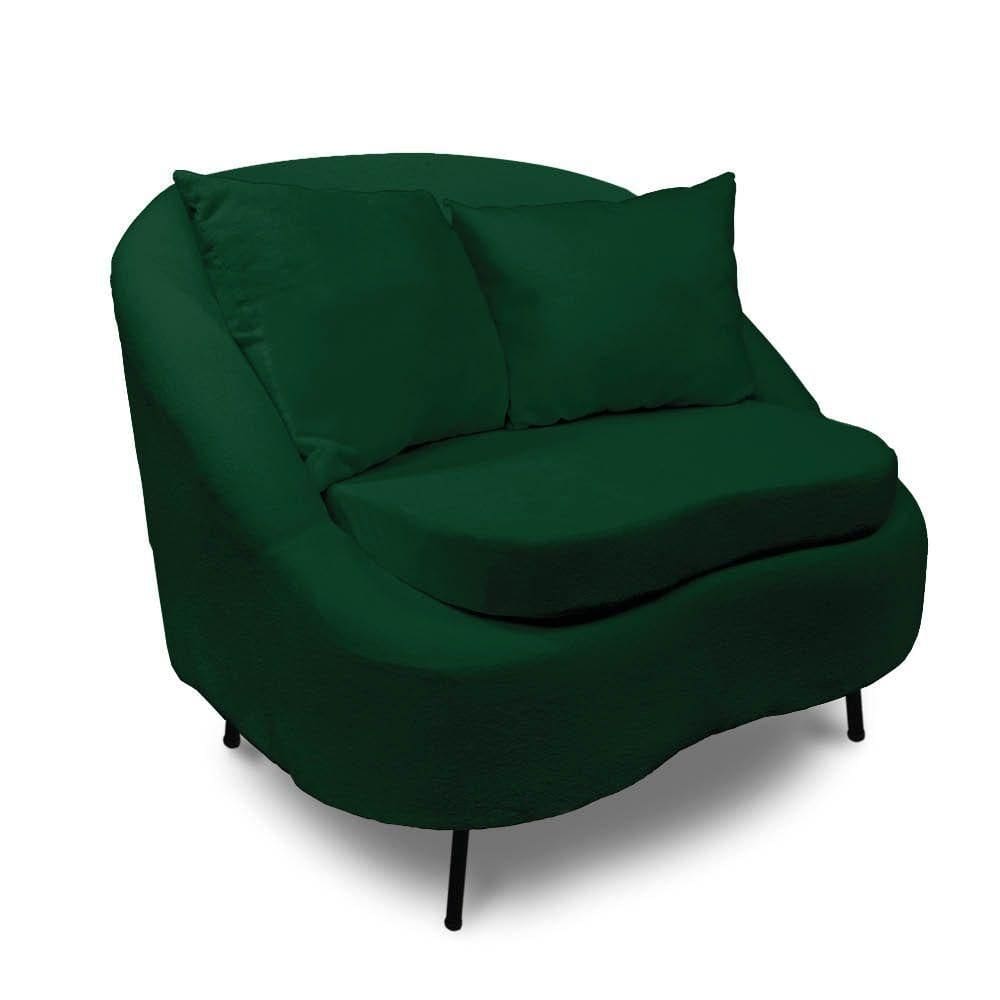 Poltrona Decorativa Orgânica Pé Ferro Pto Zaya Bouclê C05 - D`rossi Cor Verde