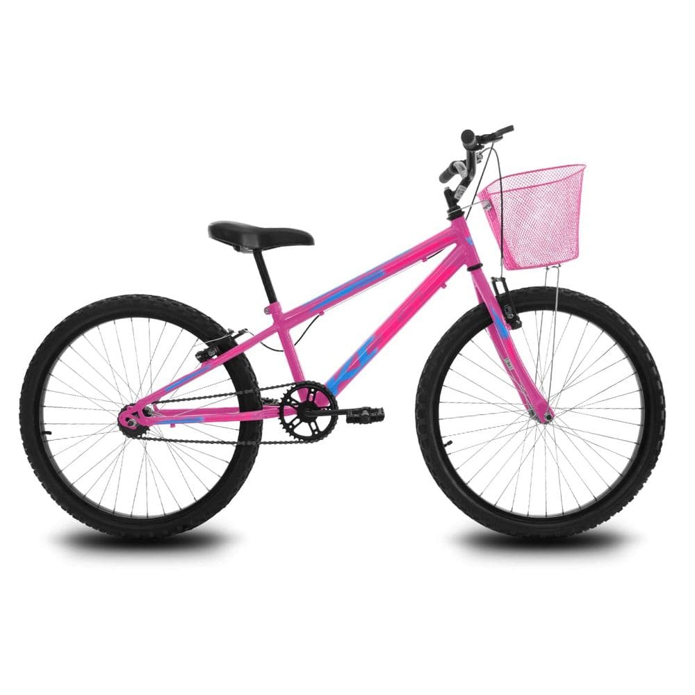Bicicleta Infantil Aro 24 KOG Feminina com Cestinha Cor Pink Azul Rosa