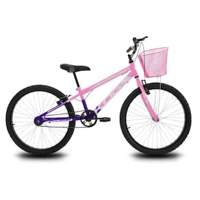 Bicicleta Infantil Aro 24 KOG Feminina com Cestinha Cor Violeta Degrade Branco
