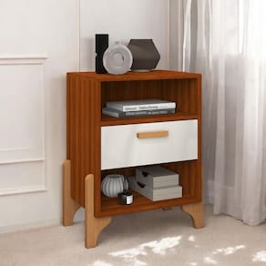 Mesa De Cabeceira Elegante Com Gaveta Vancouver Cinamomo E Off