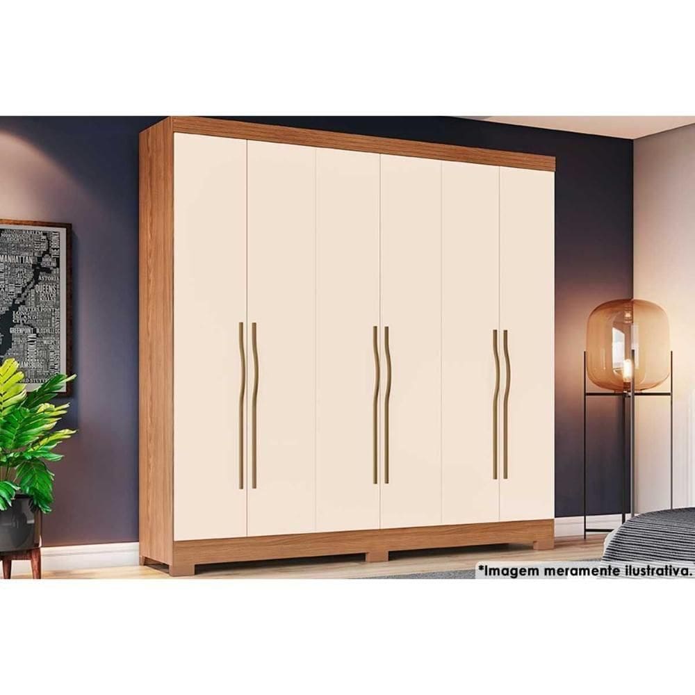Guarda Roupa Casal 6 Portas E 2 Gavetas C- Pés Briz B368 Nature-off White