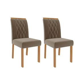 Cadeira Sala De Jantar Juliana Wood Kit 2 Un Madeirado Suede Joli Capuccino