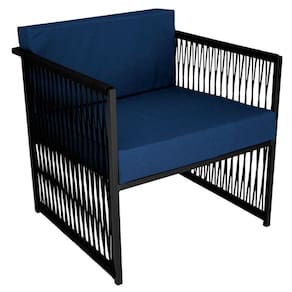 Poltrona Santiago Para área Externa De Corda Náutica Preto/azul