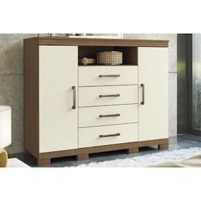 Cômoda De Quarto Master com 2 Portas 1 Nicho E 4 Gavetas com Pés Jatoba Areia Santos Andirá
