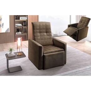 Poltrona Casal Reclinável Do Papai Top Suede Marrom Paropas