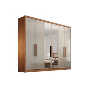 Guarda Roupa Casal 6 Portas E 4 Gavetas C- Espelho Rizon-linea Cumaru-fendi