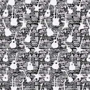 Papel De Parede Adesivo Preto Guitarra Memorial Decorativo