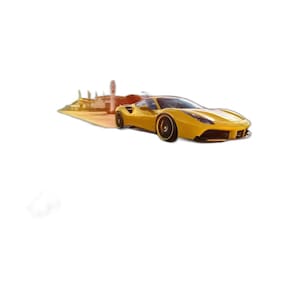 Papel De Parede 3D Carro Ferrari Amarela Pista 3,5M Car131