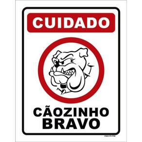 Kit 3 Placas Sinalização - Cuidado Cãozinho Bravo Desenho