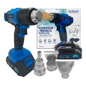 Soprador Termico Portatil 21v + 3 Bocais De Metal Potente