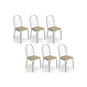 Cadeira Sala de Jantar Holanda C009 Kit 6 Un Cromada/Nude 16 - Kappesberg