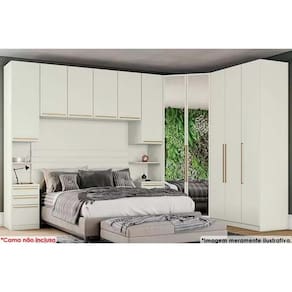 Quarto Casal Modulado Seletto 6 Peças (1 Armário Aéreo + 3 Guarda Roupas + 2 Complementos) QCM68 Areia - Henn