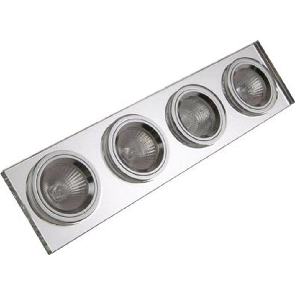 Spot Embutido Placa Cristal Quadruplo Aro Cromado Fixo Gu10