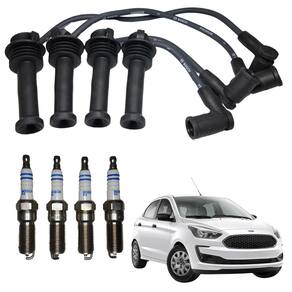Cabo De Ignição + Vela De Ignição Bosch Ford Ka 1.5 8V 2014 A 2018
