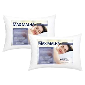 Travesseiro Fibras Siliconadas Max Malha Kit c/ 2 Un 50x70 - Ortobom