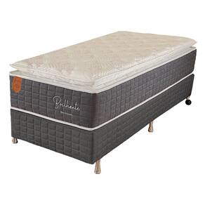 Cama Box Solteiro (box + Colchão) 78x188x67 Brilhante Prorelax Molas Ensacadas Pillow Top - Cinza