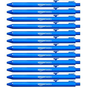 Caneta esferográfica retrátil Amazon Basics azul, pacote com 12