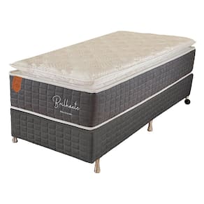 Cama Box Solteiro King (box + Colchão) 96x203x67 Brilhante Prorelax Molas Ensacadas Pillow Top - Cinza