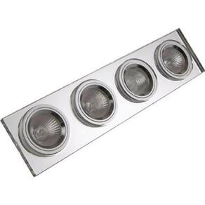 Spot Embutido Placa Cristal Quadruplo Aro Cromado Fixo Gu10