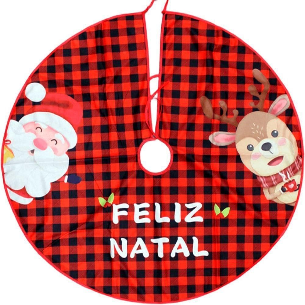 Saia De árvore Natal Temática Papai Noel Rena Natalino 90cm