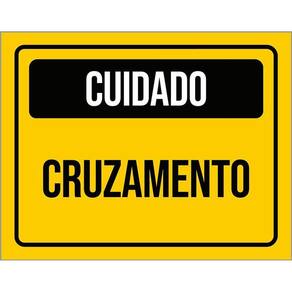 Placa De Sinalização - Atenção Cuidado Cruzamento 36X46