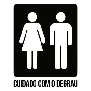 Placa Sinalização - Homem Mulher Cuidado Degrau 36X46