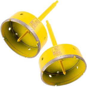 Kit 2 Serras Copo Diamantada 110Mm Com Haste E Pino Guia Pro