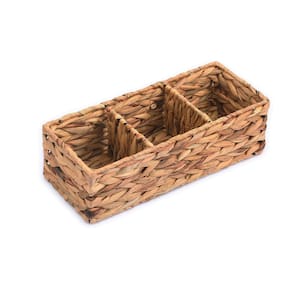 organizador retangular 36cm 3 nichos de palha fibra natural - Oikos