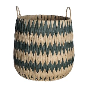 cesto organizador 31cm com alças tramado de corda zig zag - Oikos