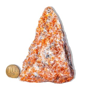 01 Calcita Laranja Pedra Pé Serrado Natural 400 a 500g TipoB