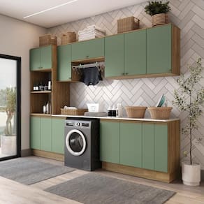 Lavanderia Modulada Kappesberg Celeste 9 Peças Nogueira/verde 310,5cm