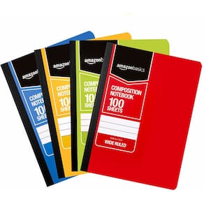 Caderno de composição Amazon Basics Wide Ruled 100 folhas