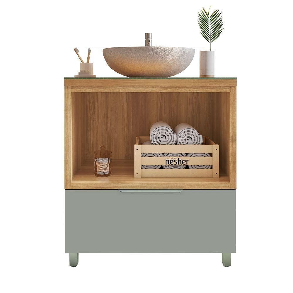 Gabinete De Banheiro Com Caixa Organizadora Marquesa Nesher Nature/verde