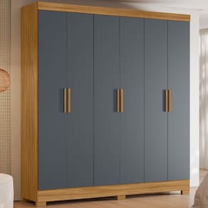 Guarda Roupa Casal 6 Portas 2 Gavetas Valença - Freijó - Cinza Freijó - Cinza